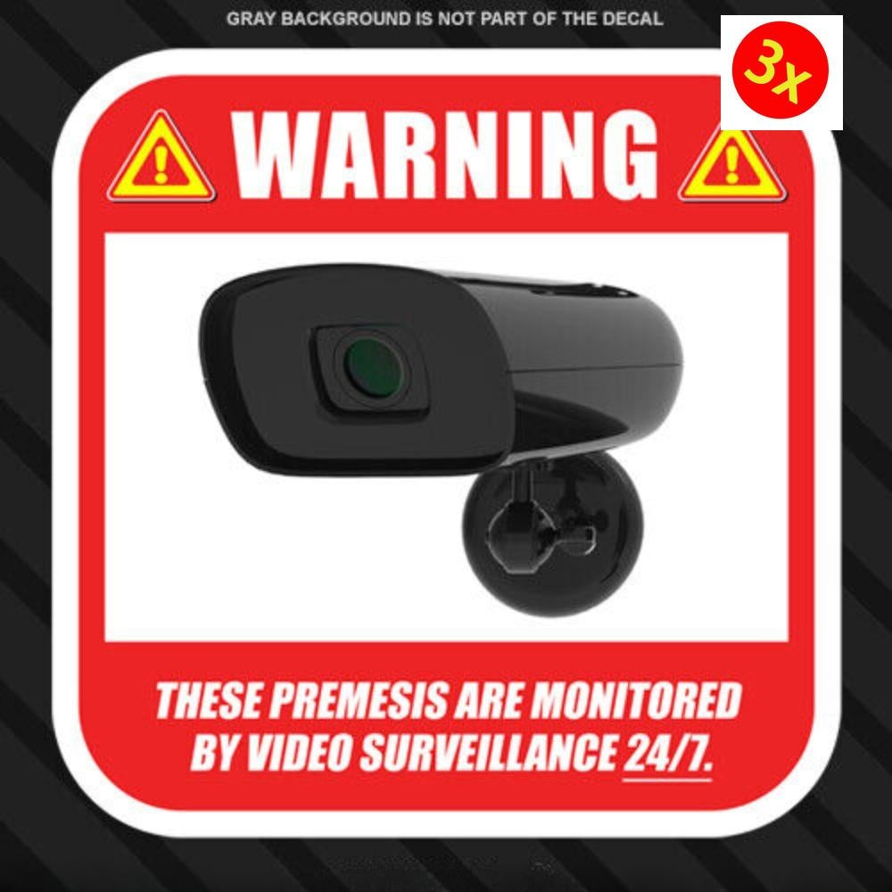3X Security Camera Surveillance Stickers CCTV 3.5in Video Warning Decal Notice