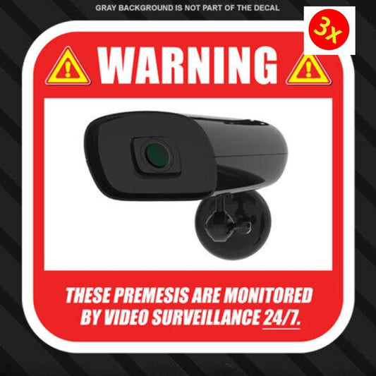3X Security Camera Surveillance Stickers CCTV 3.5in Video Warning Decal Notice