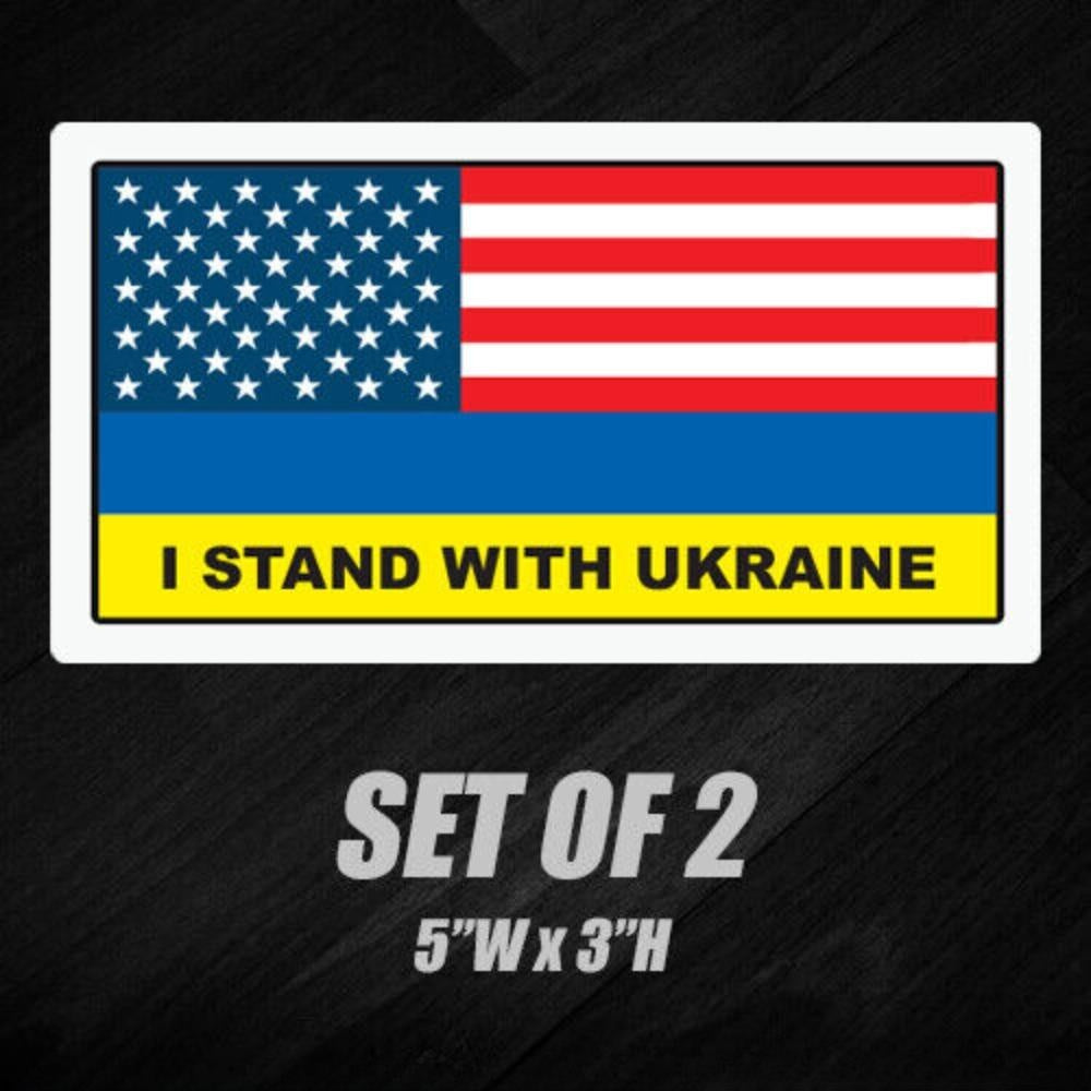 2X I STAND WITH UKRAINE Sticker Flag Vehicle Car Window Ukrainian Decal American