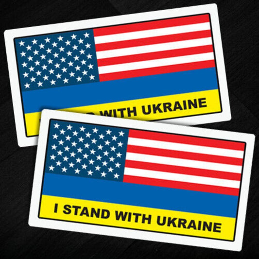 2X I STAND WITH UKRAINE Sticker Flag Vehicle Car Window Ukrainian Decal American