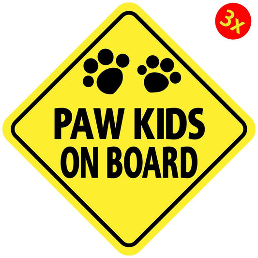 3X Paw Kids On Board Vinyl Sticker Car Truck Window Decal Dogs Cats Animal Paws