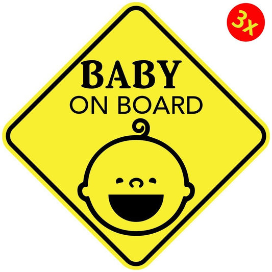 3X Baby On Board Smile Face Vinyl Sticker Car Truck Window Decal Child
