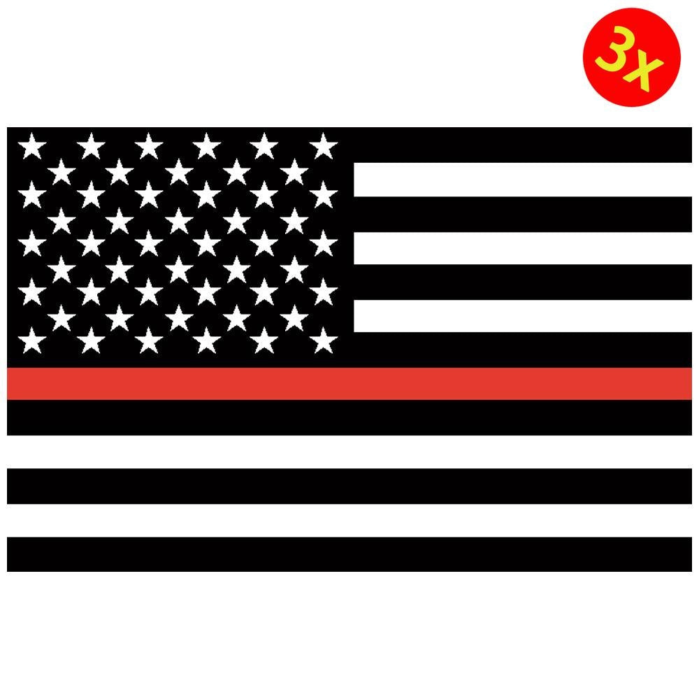 3X Firefighter Thin Red Line Flag USA Fire Car Window Decal Laptop Vinyl Sticker