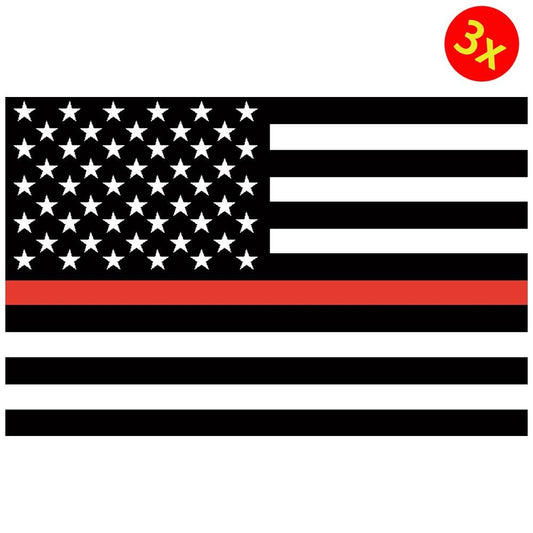 3X Firefighter Thin Red Line Flag USA Fire Car Window Decal Laptop Vinyl Sticker
