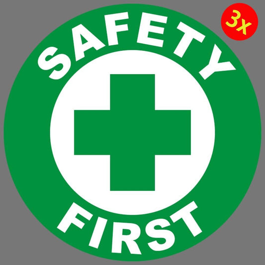 3X Safety First Vinyl Sticker Car Truck Window Decal Hard Hat Toolbox Emergency