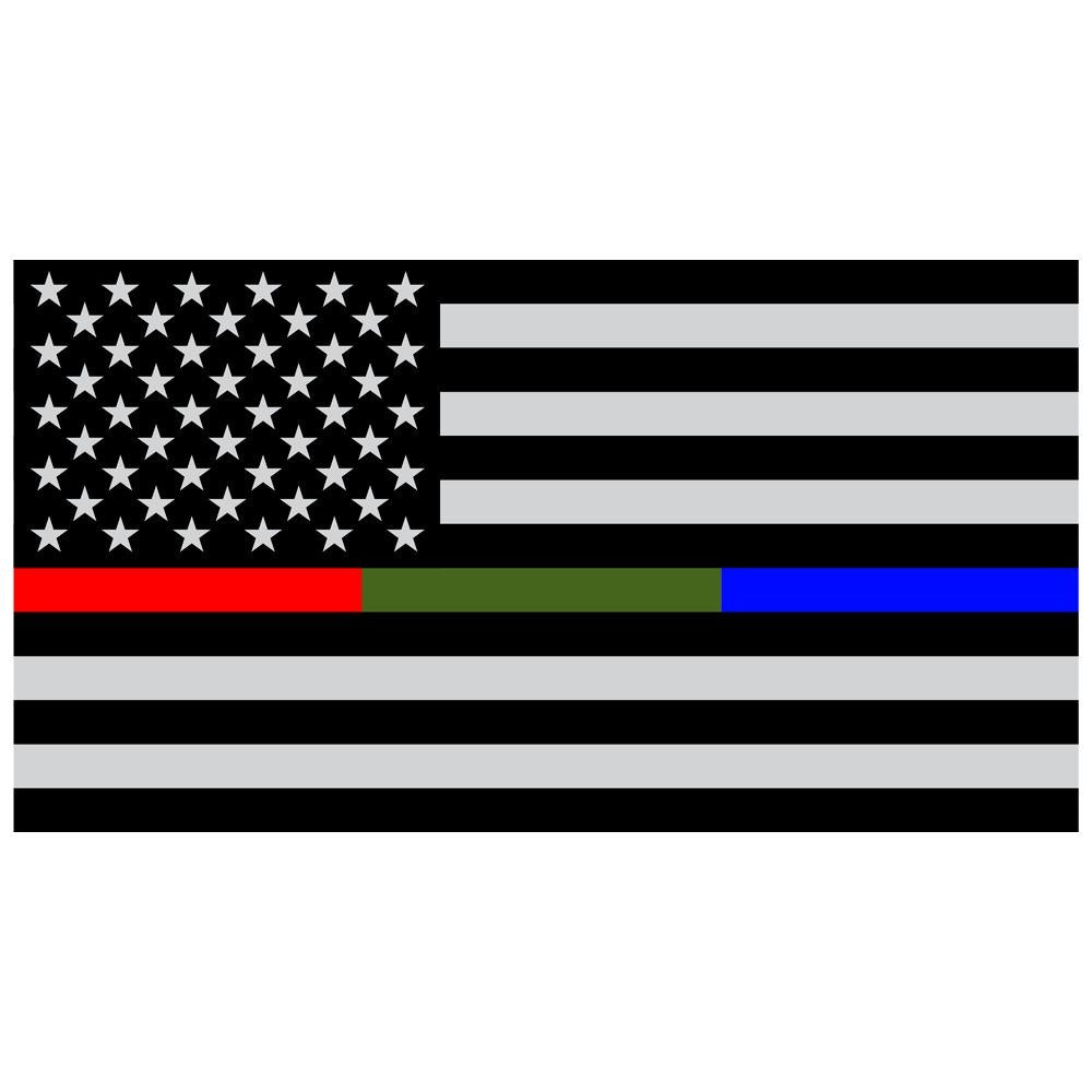 3X Police Fire Military Vinyl Sticker Car Truck Window Decal Red Blue Green US Flag