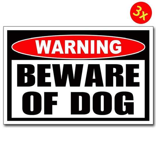 3X Warning Beware of Dog Vinyl Sticker Window Decal Home Security Sign Danger Guard