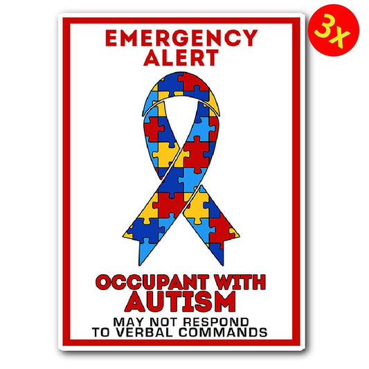3X Occupant Child Adult With Autism Emergency Car Truck Window Decal Vinyl Sticker