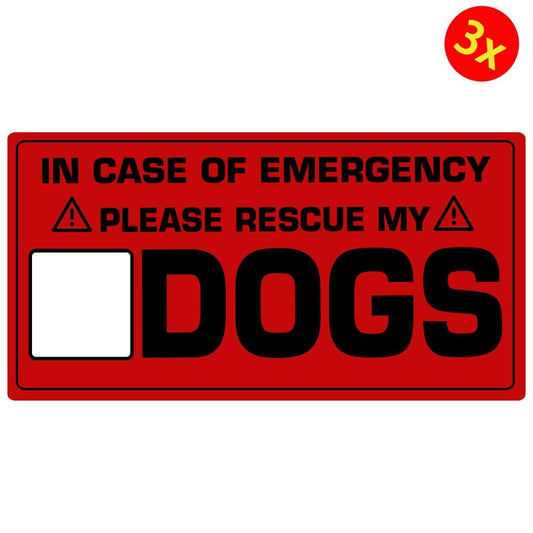 3X Please Rescue My Dogs Emergency Pet Dog Car Window Decal Laptop Vinyl Sticker