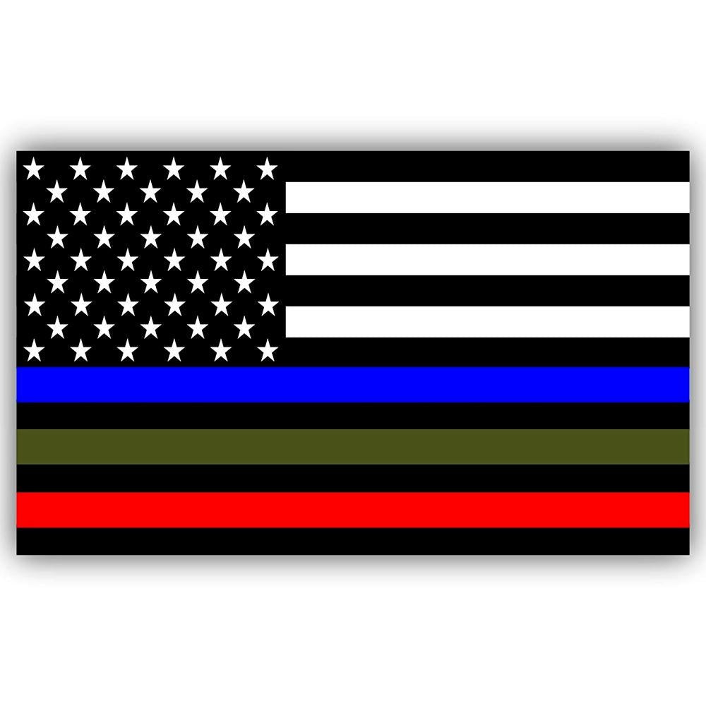 3X Police Military Firefighter American Flag Vinyl Sticker Car Truck Window Decal