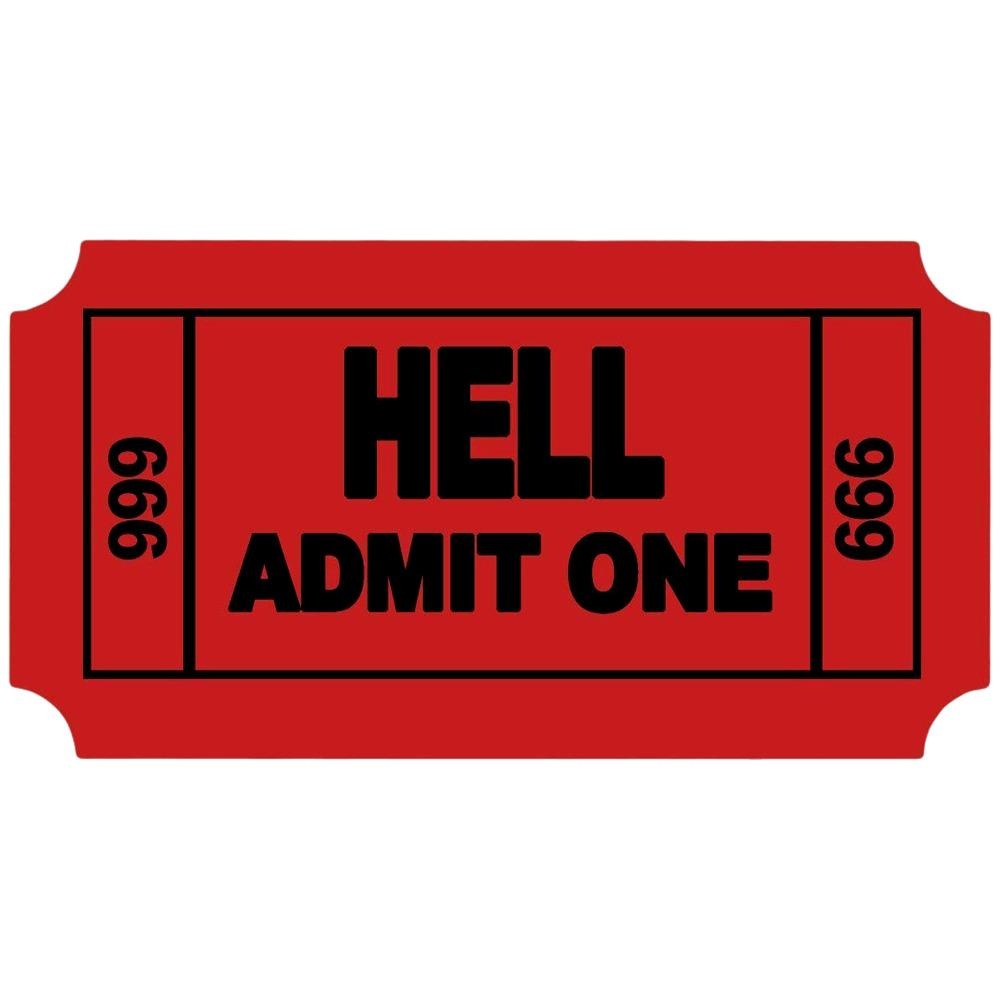 3X Ticket To Hell Admit One Hard Hat Helmet Car Window Decal Laptop Vinyl Sticker