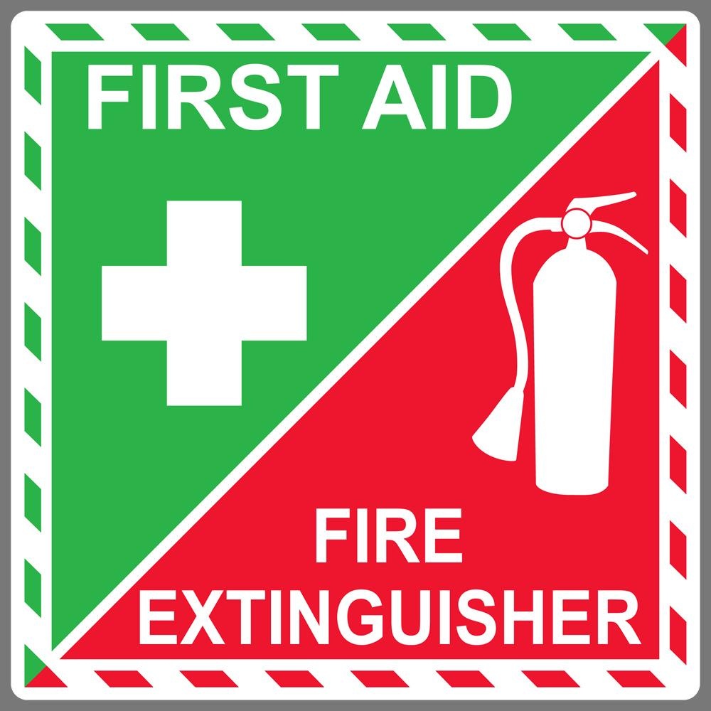 3X First Aid Fire Extinguisher Inside Vinyl Sticker Decal Emergency Safety Kit