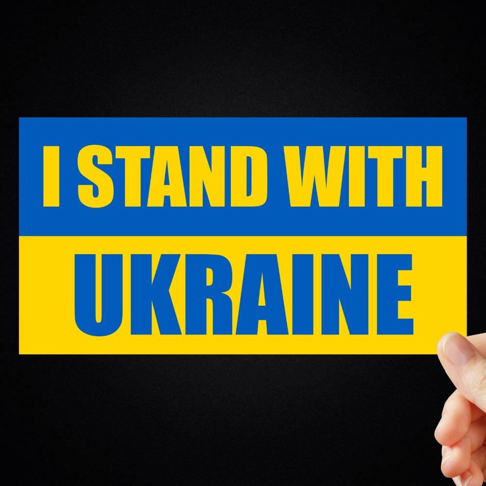3X I Stand With Ukraine Flag Sticker Ukrainian Vinyl Car Window Laptop Decal Bumper
