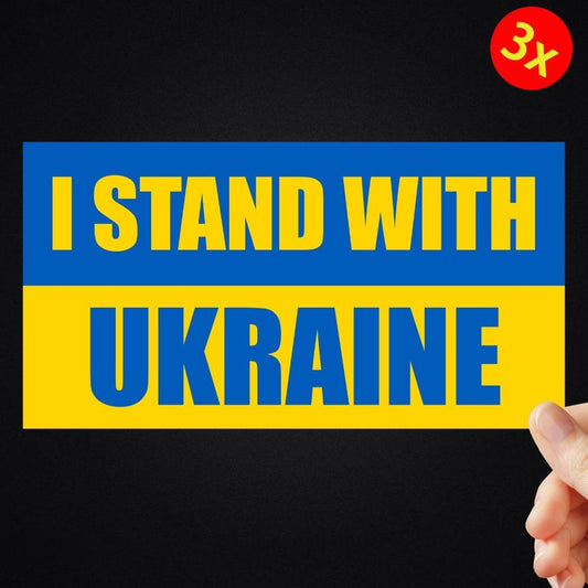 3X I Stand With Ukraine Flag Sticker Ukrainian Vinyl Car Window Laptop Decal Bumper