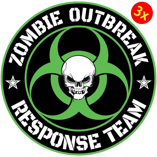 3X Zombie Outbreak Response Team Biohazard Vinyl Sticker Car Truck Window Decal