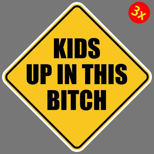 3X Kids Up In This Bitch Funny Vinyl Sticker Car Truck Window Decal Kids Inside Mom