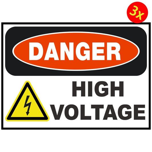 3X Danger High Voltage Vinyl Sticker Car Truck Window Decal Electrical Shock Hazard