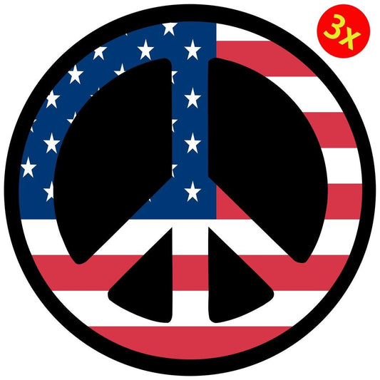 3X American Flag Peace USA Symbol Car Truck Window Decal Vinyl Laptop Sticker
