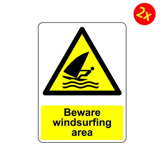 2X Warning Beware Windsurfing Area Osha Decal Safety Sign Sticker Decal