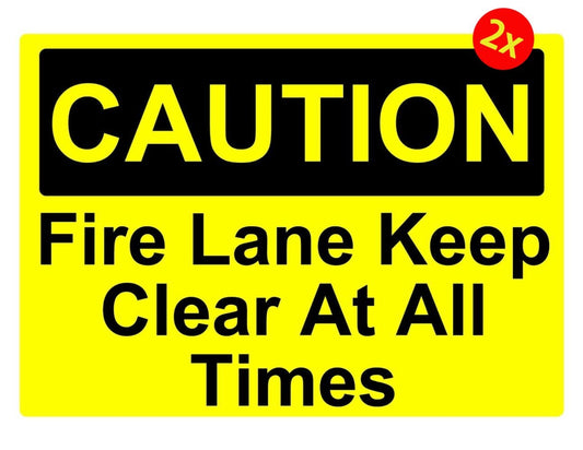 2x Caution Fire Lane Keep Clear Osha Decal Safety Sign Sticker Decal