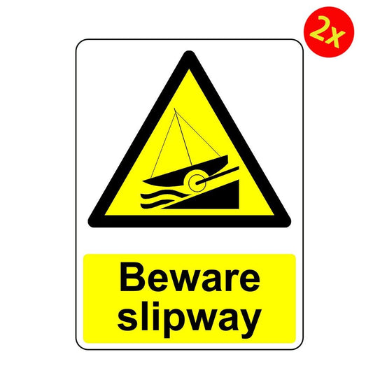 2x warning beware slipway osha decal safety sign sticker