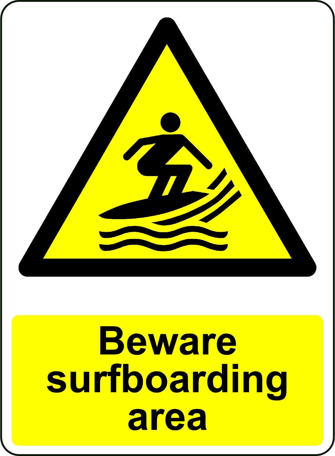 2X Warning Beware Surfboarding Area Drop Osha Decal Safety Sign Sticker
