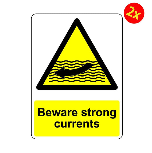 2x Warning Beware Strong Currents Osha Decal Safety Sign Sticker Decal
