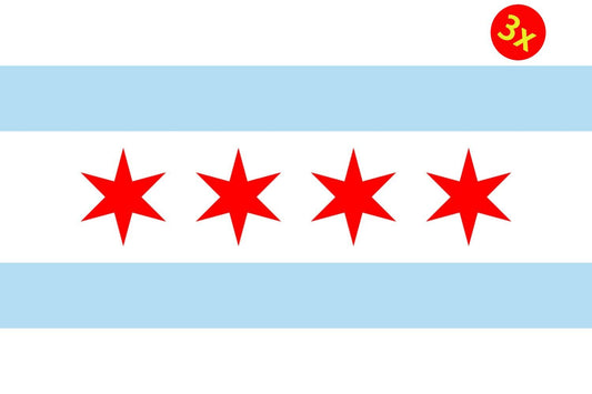 3x City of Chicago Flag Decal Sticker Truck Vehicle Window Wall Car