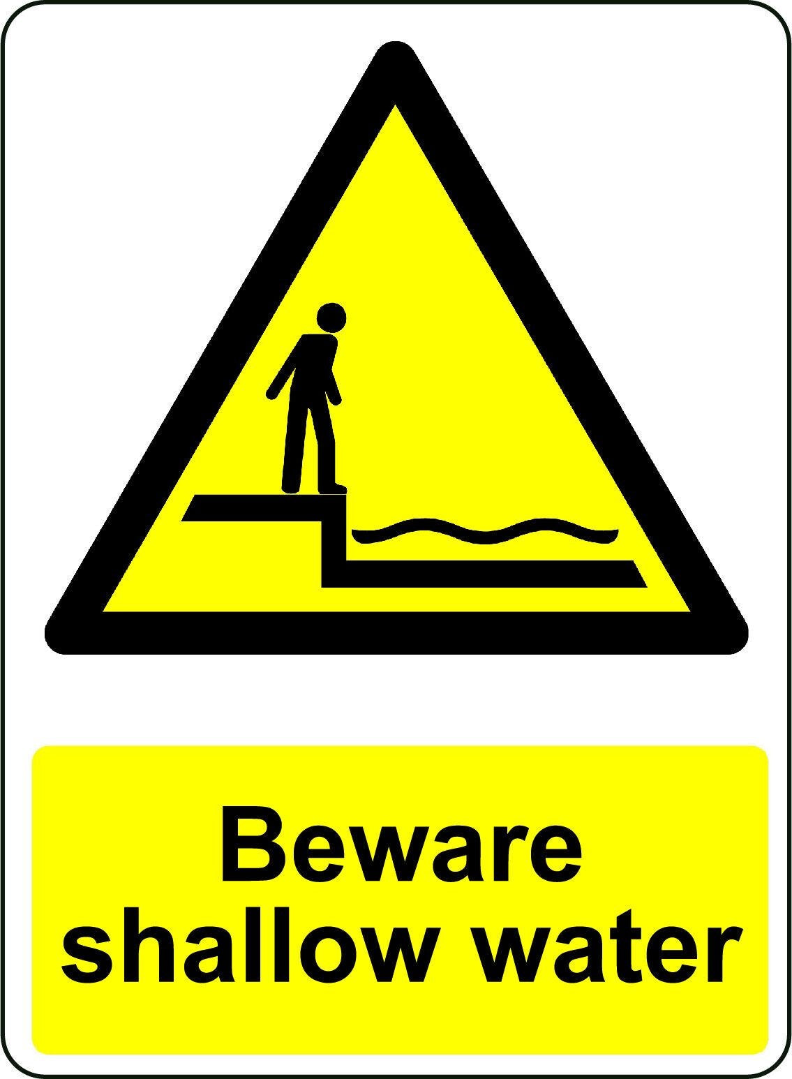 2x Warning Beware Shallow Water Osha Decal Safety Sign Sticker