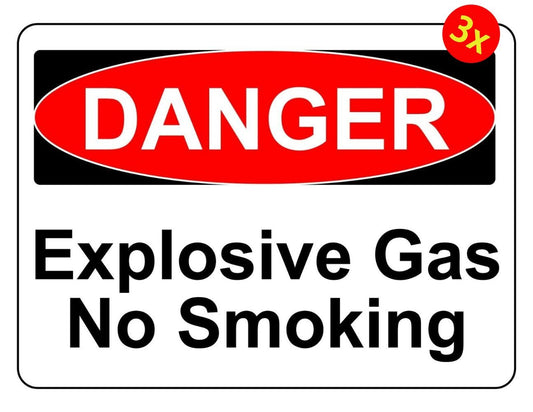 3X Danger Explosive Gas No Smoking Osha Decal Safety Sign Sticker