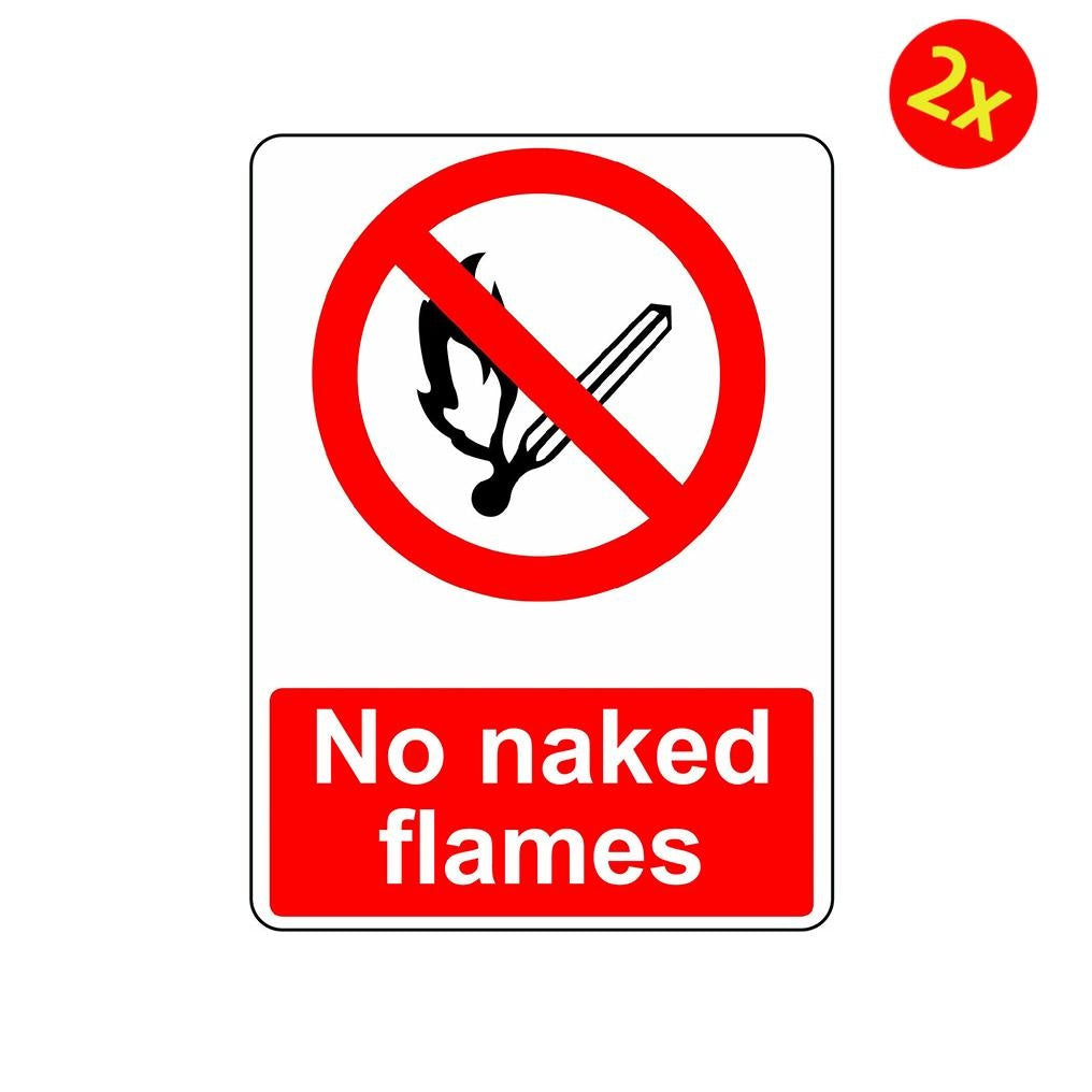2X No Naked Flames Osha Decal Safety Sign Sticker