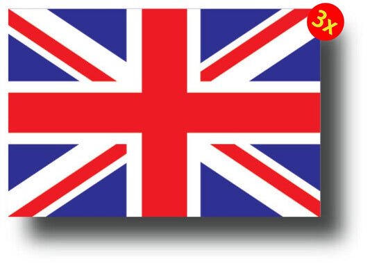 3X United Kingdom Flag Decal Sticker  British Union Jack