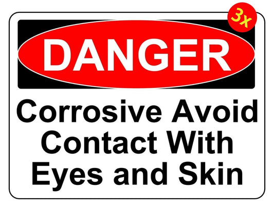 3X Danger Corrosive Avoid Contact Osha Decal Safety Sign Sticker