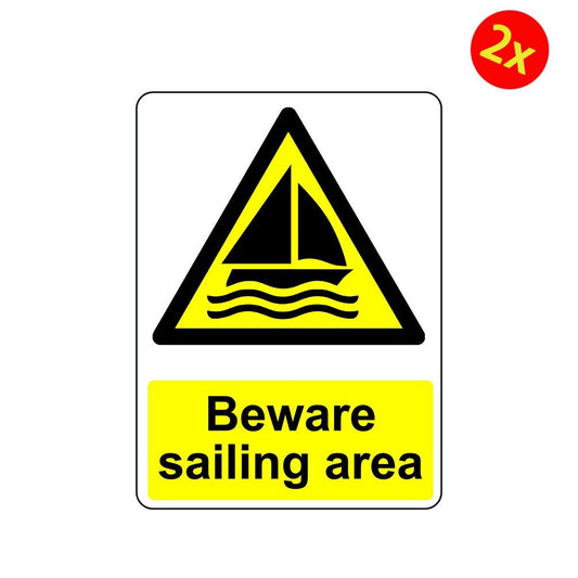 2X WARNING BEWARE SAILING AREA OSHA DECAL SAFETY SIGN STICKER