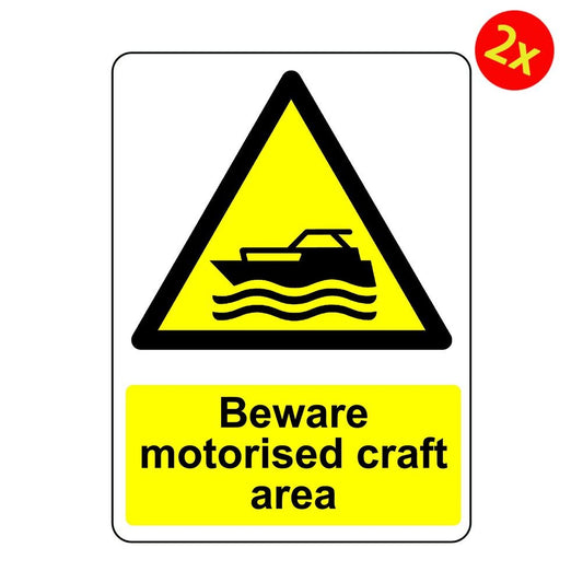 2X WARNING MOTORIZED CRAFT OSHA DECAL SAFETY SIGN STICKER