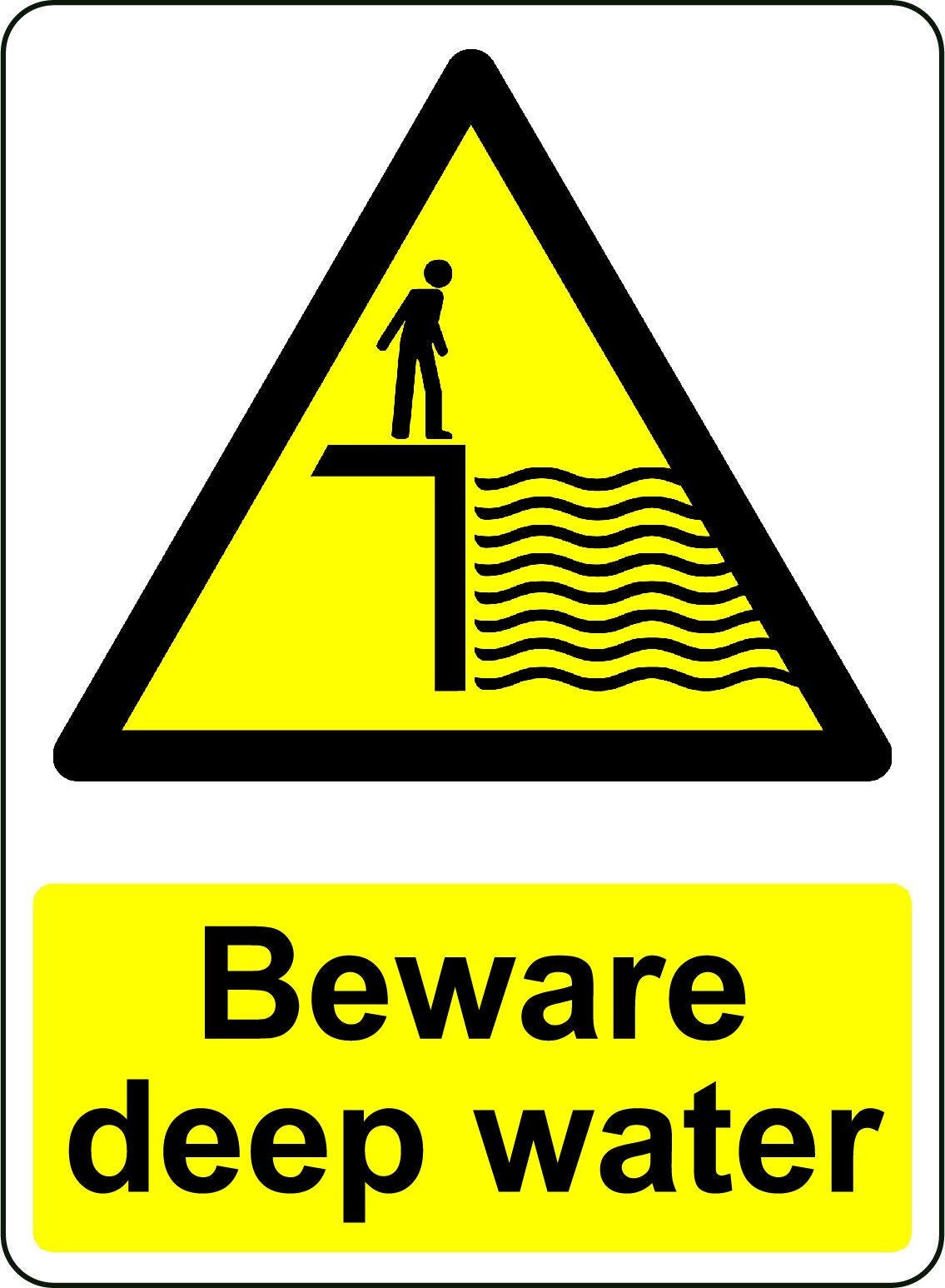 2X WARNING BEWARE DEEP WATER OSHA DECAL SAFETY SIGN STICKER