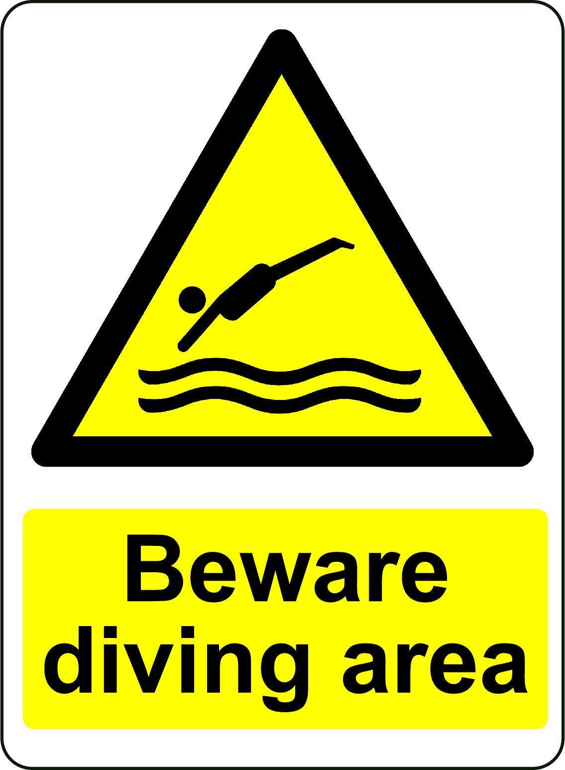 2X WARNING BEWARE DIVING AREA OSHA DECAL SAFETY SIGN STICKER