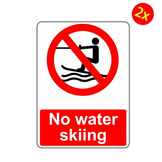 2X NO WATER SKIING EQUIPMENT OSHA DECAL SAFETY SIGN STICKER