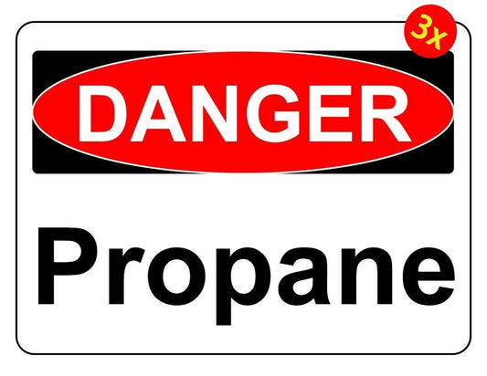 3X DANGER PROPANE OSHA DECAL SAFETY SIGN STICKER