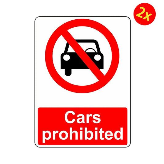 2X CARS PROHIBITED OSHA DECAL SAFETY SIGN STICKER