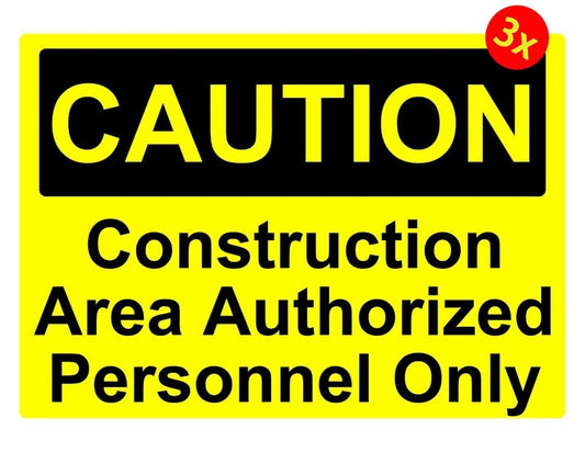 3X CAUTION CONSTRUCTION AREA OSHA DECAL SAFETY SIGN STICKER