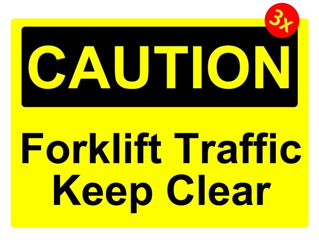 3X CAUTION FORKLIFT TRAFFIC OSHA DECAL SAFETY SIGN STICKER