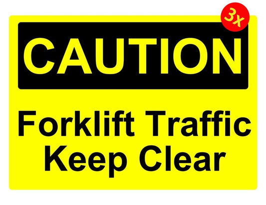 3X CAUTION FORKLIFT TRAFFIC OSHA DECAL SAFETY SIGN STICKER