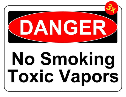 3X DANGER NO SMOKING TOXIC VAPORS OSHA DECAL SAFETY SIGN STICKER