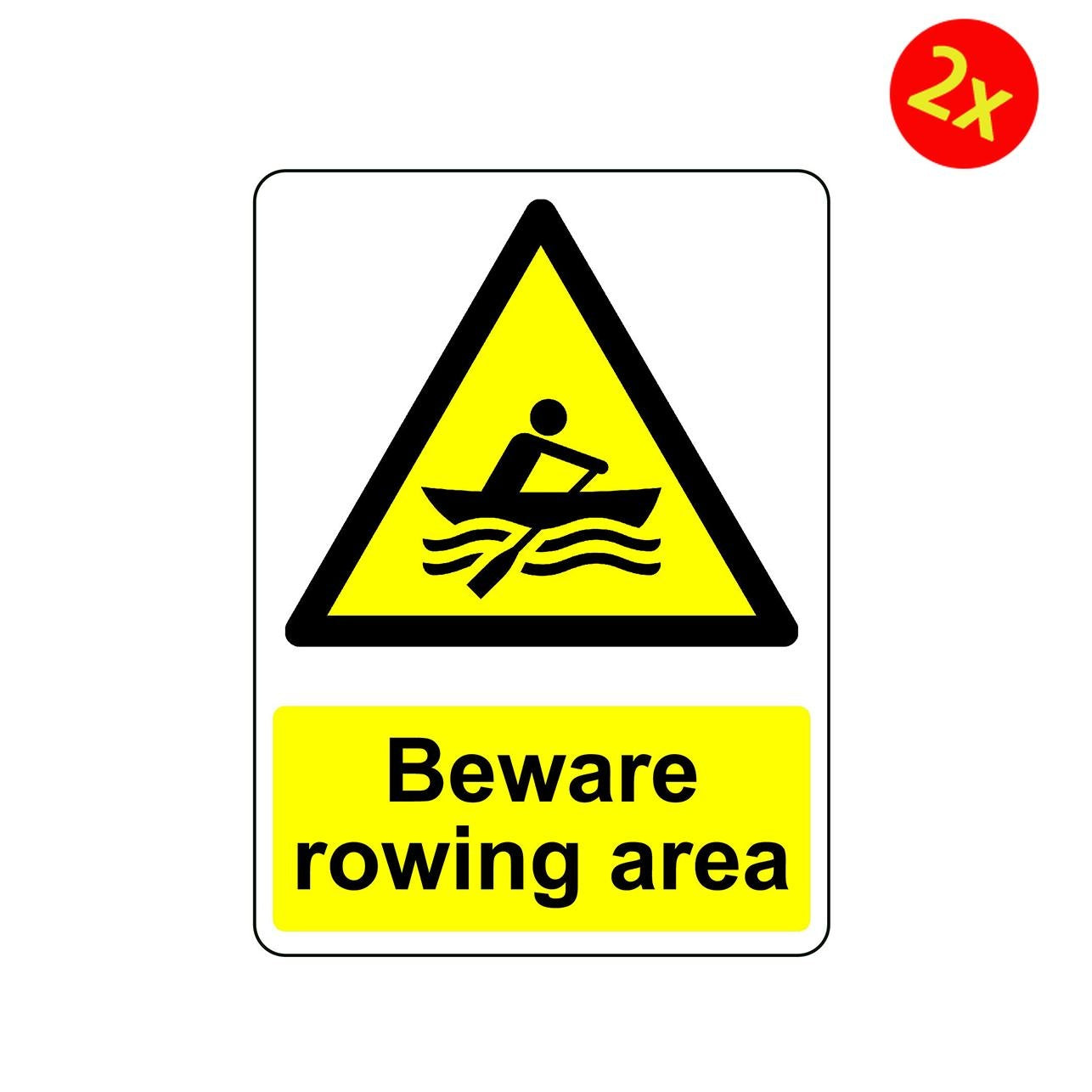 2X WARNING BEWARE ROWING AREA OSHA DECAL SAFETY SIGN STICKER