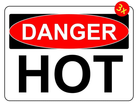 3X DANGER HOT OSHA DECAL SAFETY SIGN STICKER