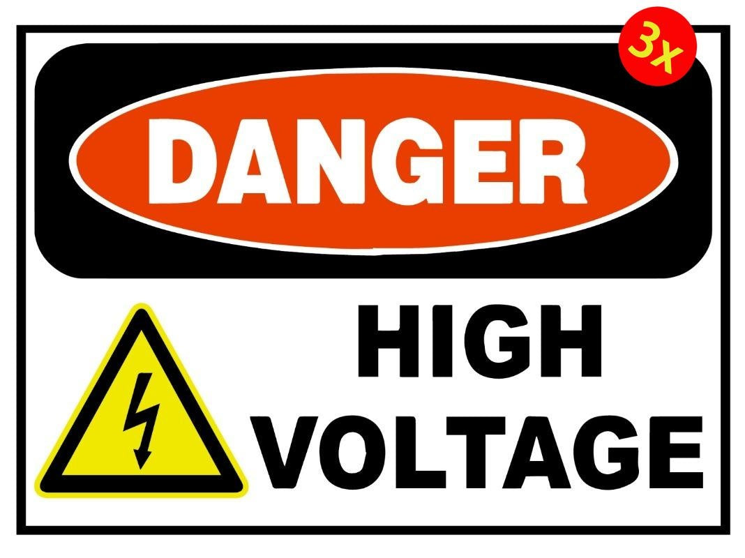 3X DANGER HIGH VOLTAGE OSHA DECAL STICKER  TRUCK VEHICLE WINDOW WALL CAR