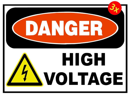 3X DANGER HIGH VOLTAGE OSHA DECAL STICKER  TRUCK VEHICLE WINDOW WALL CAR