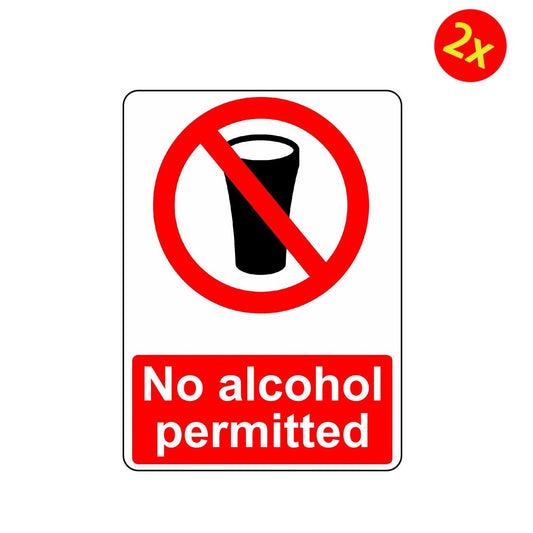2X NO ALCOHOL PERMITTED OSHA DECAL SAFETY SIGN STICKER