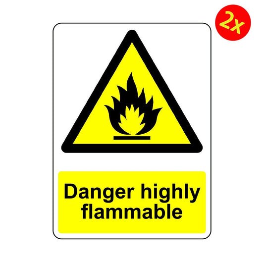 2X WARNING DANGER HIGHLY FLAMMABLE OSHA DECAL SAFETY SIGN STICKER
